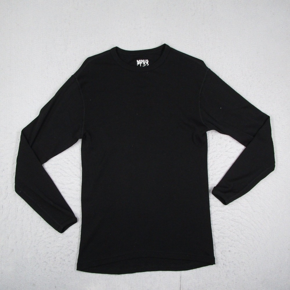 Minus33 Mens Black 100% Superfine Merino Wool Long Sleeve Base Layer Shirt M 705